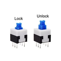 10Pcs Tact Tactile Mini On Off Self-Locking Switch Push Button Momentary Latching DIP 6 Pin with Cap(5.8x5.8mm,Black Cap,Unlock)