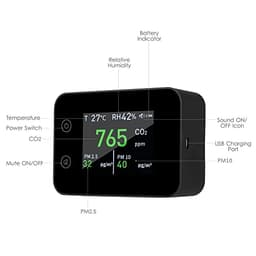 LCD Digital Carbon Dioxide Detector C02 Tester Air Quality Analyzer PM2.5 PM10 Temperature Humidity Meter