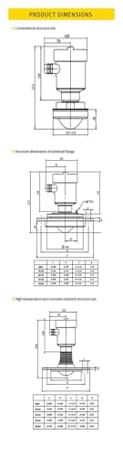 80Ghz Radar Level Sensor G1.5 DN80 Flange 0-200℃ Level Meter 4-20mA with DC24V Level Gauge Transmitter(0-10m G1.5)