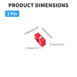 10 PCS 4 Pin 2 Positions DIP Switch, 2.54mm Pitch, Red