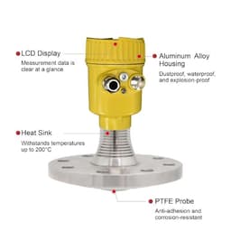 High Frequency Radar Level Meter 1.5 Inch Small Probe Sensor 0-5m/10m/20m Non-Contact Liquid Level Gauge for Tanks(0-10m)