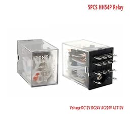 GUMMMY 5Pcs Intermediate Relay HH54P MY4NJ Coil General DPDT Mini Electromagnetic Relay Switch with LED 14 Pins AC 110V 220V DC 12V 24V (Color