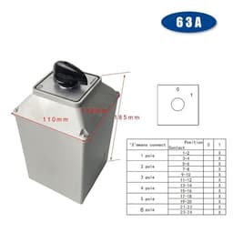 LW26-63/6M 63A 6-Pole Changeover cam Switch Electrical Multi-Position Rotary selector with Protective Cover Box housing IP65(102)