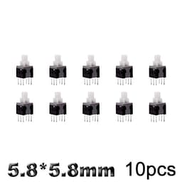 10Pcs Tact Tactile Mini On Off Self-Locking Switch Push Button Momentary Latching DIP 6 Pin with Cap(5.8x5.8mm,Black Cap,Unlock)