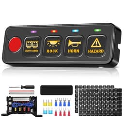 SnowyFox 4 Gang Switch Panel Circuit Control Power Relay Box 4 Modes