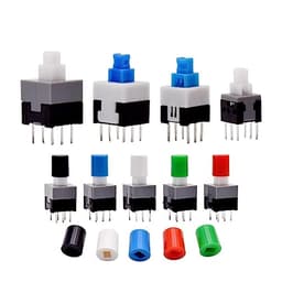 10Pcs Tact Tactile Mini On Off Self-Locking Switch Push Button Momentary Latching DIP 6 Pin with Cap(5.8x5.8mm,Black Cap,Unlock)