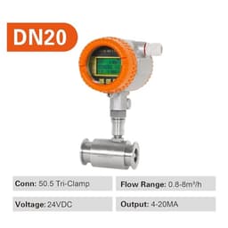 Digital Flow Meter Liquid Sensor 4-20mA Stainless(DN20)