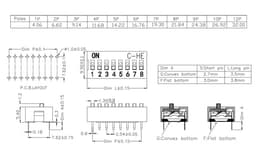 5Pcs Slide Type SMT Dip Switch 1 2 3 4 5 6 7 8 Bit .54mm Position Way DIP Pitch Toggle Dial(1Pin Red)