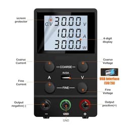 DC Power Supply Variable,0-30V 0-10A Adjustable Switching DC Regulated Bench Power Supply,Coarse and Fine Adjustment(LCD Screen 30V5A)