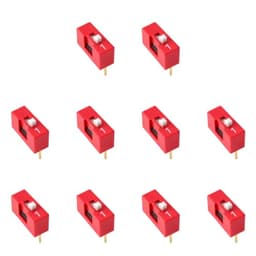 10 PCS 4 Pin 2 Positions DIP Switch, 2.54mm Pitch, Red