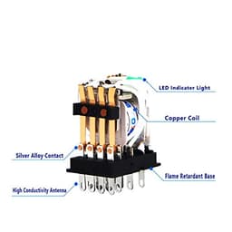 GUMMMY 5Pcs Intermediate Relay HH54P MY4NJ Coil General DPDT Mini Electromagnetic Relay Switch with LED 14 Pins AC 110V 220V DC 12V 24V (Color