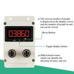 Digital People Counter with Infrared Sensor, Customer Traffic Monitor, Counts 0-99999, Reflector Range 0-2m, Ideal for Markets & Shopping Malls
