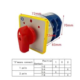 Electric 3-Position Manual Changeover Cam Switch 40A 690V 2-Pole LW5D-40/2