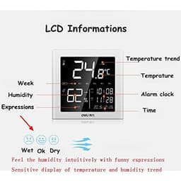 LCD Display Electric Temperature and Humidity Meter W/Clock Time Date Function Thermometer