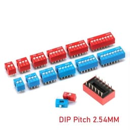 5Pcs Slide Type SMT Dip Switch 1 2 3 4 5 6 7 8 Bit .54mm Position Way DIP Pitch Toggle Dial(1Pin Red)