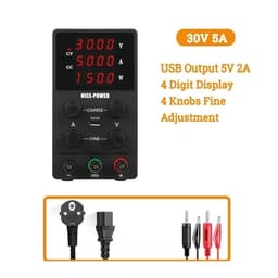 USB DC Regulated Lab Power Supply Adjustable 30V 10A Laboratory 60V 5A Voltage Regulator Stabilizer Bench Source(Black 30v 5a)