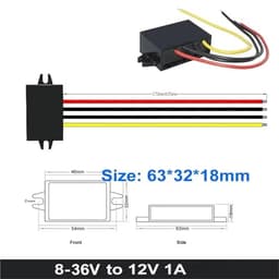 1pcs 8-40V to 12V 1A 2A 3A 4A 6A 10A 15A Step Up/Down DC DC Power Converter Buck Boost Voltage Regulator Power Supply(8-36v to 12v 1a)
