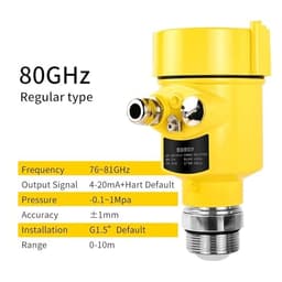 80Ghz Radar Level Sensor G1.5 DN80 Flange 0-200℃ Level Meter 4-20mA with DC24V Level Gauge Transmitter(0-10m G1.5)