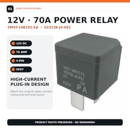5M5T-14B192-EA V23136-J4-X62 Relay 12V 70A 4-Pin SPST (4-Pack)