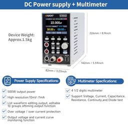 OWON SPM8205 2 in 1 Power Supply & Multimeter Bench Power Supply (0-80V,0-20A), DC Power Supply Variable, Bench Power Supply, with 2.8 inch High
