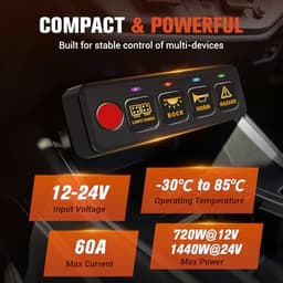 SnowyFox 4 Gang Switch Panel Circuit Control Power Relay Box 4 Modes