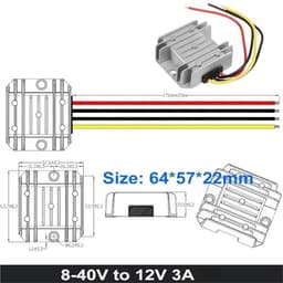 1pcs 8-40V to 12V 1A 2A 3A 4A 6A 10A 15A Step Up/Down DC Power Converter Buck Boost Voltage Regulator Supply(8-40v to 12v 3a)
