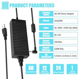 12V 10A 120W Power Supply,AC Adapter 100-240V 50-60HZ Transformer