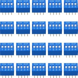 20PCS Slide Toggle Switch Dual Row 8 Pin 4 Position Pitch 2.54mm Blue Toggle Switch Straight Plug Flat Toggle Switch for Circuit Board Breadboard PCB