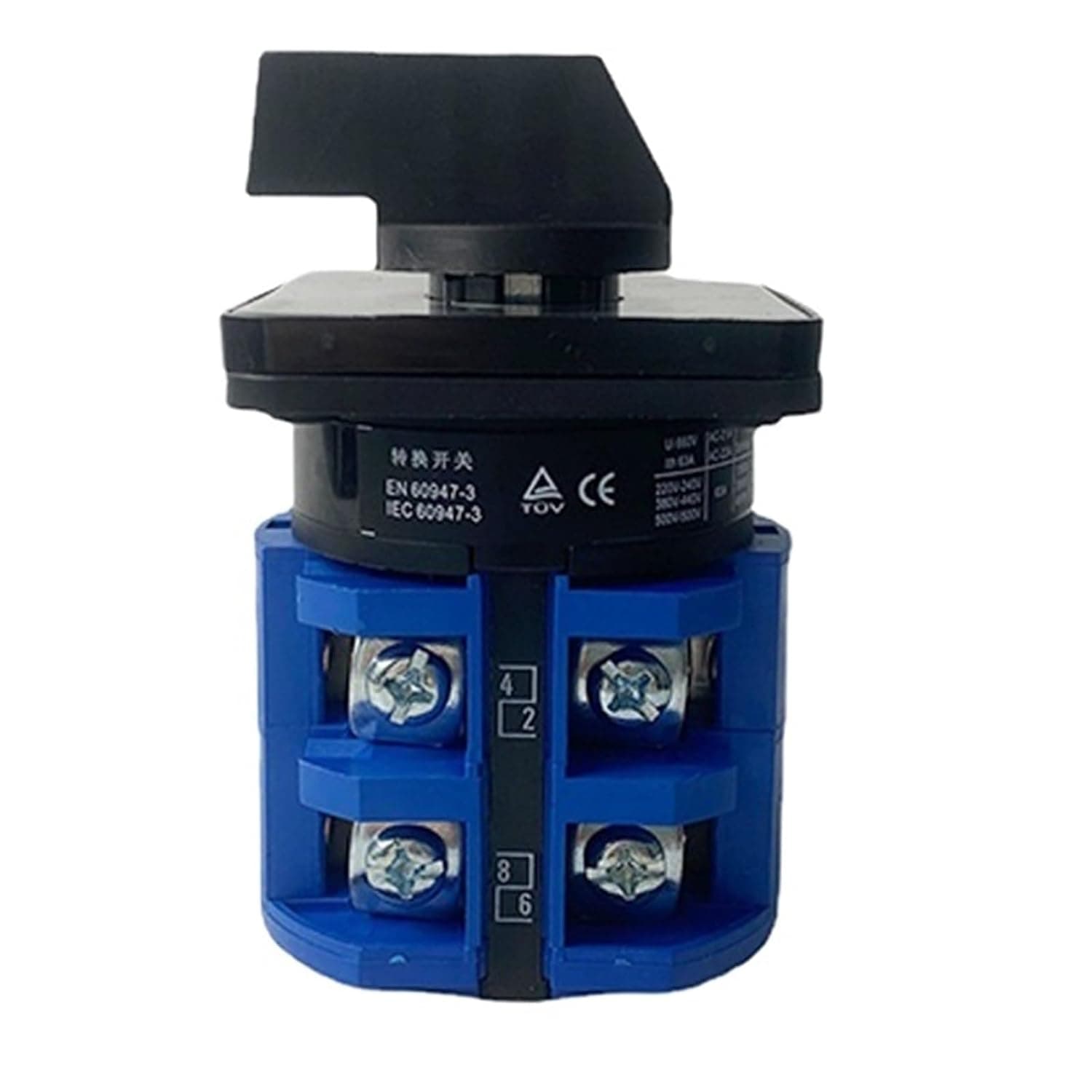 LW26-63 Rotary Cam Switch 63A 2 Poles Levels 8 Screws Terminals Multi Position Universal Changeover Selector YMW26-63/2(01)