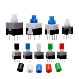 10Pcs Tact Tactile Mini On Off Self-Locking Switch Push Button Momentary Latching DIP 6 Pin with Cap(5.8x5.8mm,Black Cap,Unlock)