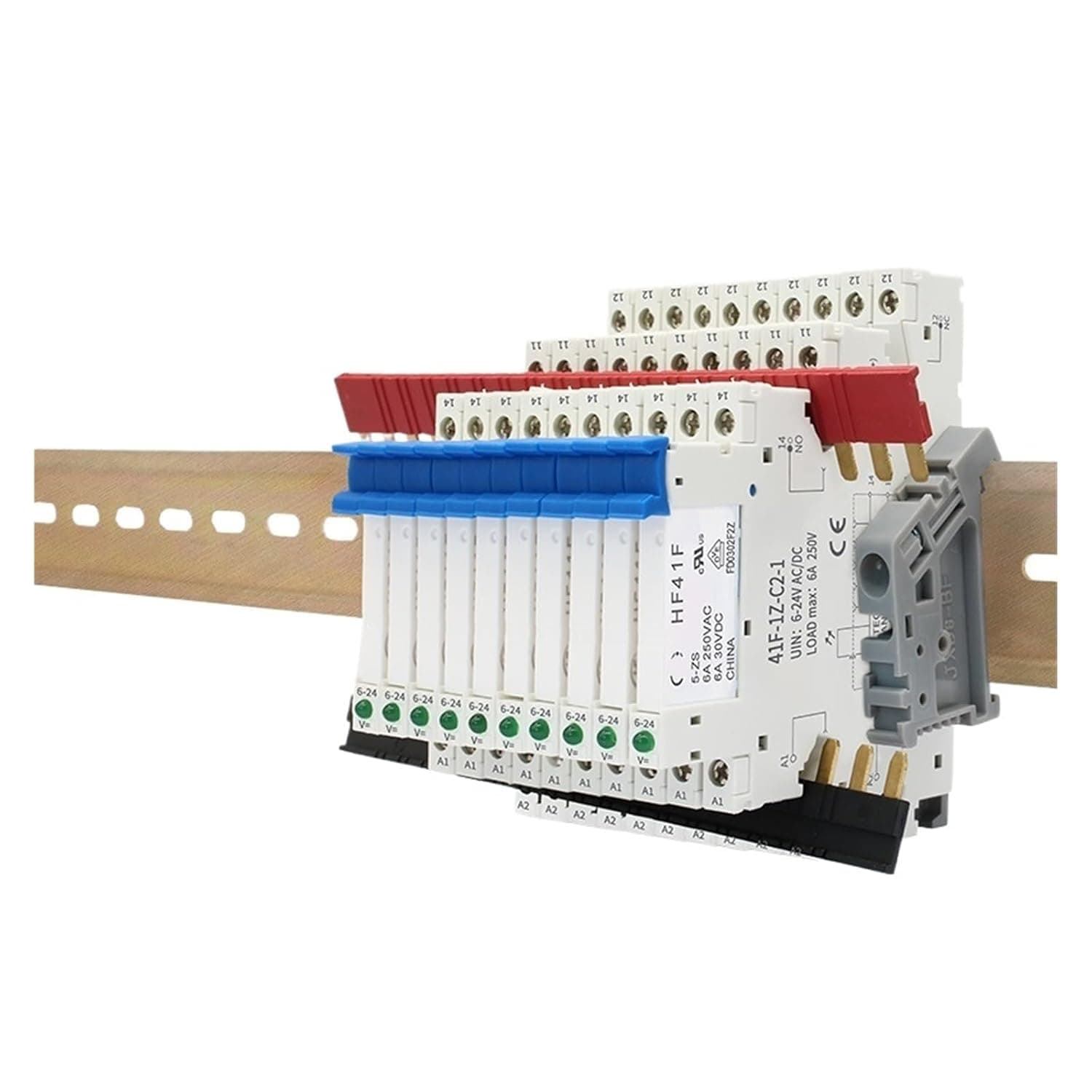10pcs Rail Relay 5V 12V 24V Slim Module 41F 6A 41F-5-ZS 41F-12-ZS 41F-24-ZS 30VDC(10PCS 5V)
