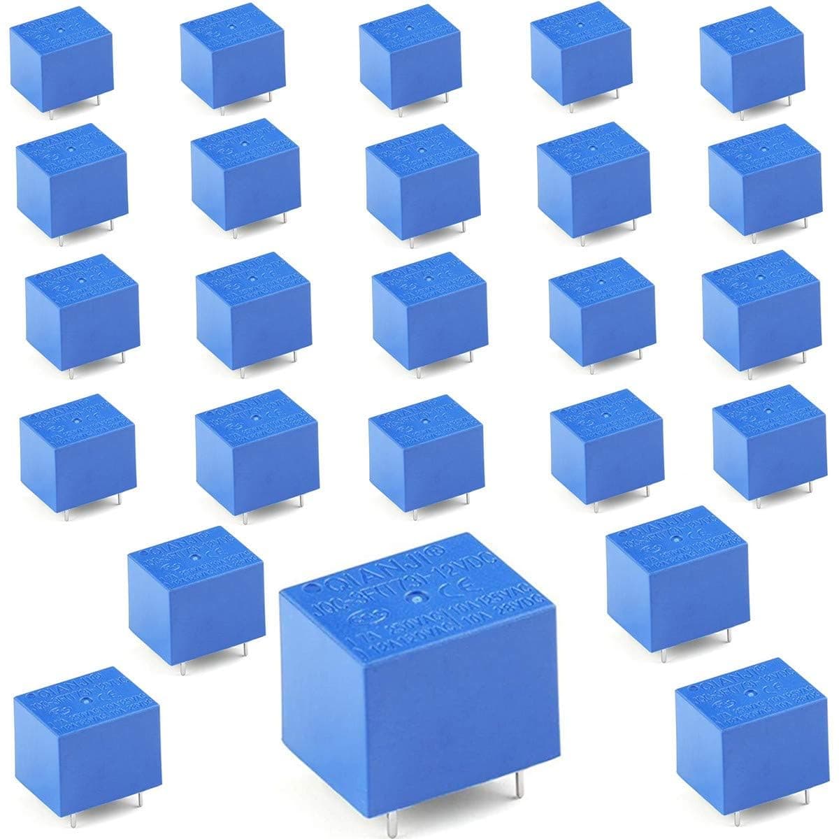 JQC3F T73 DC 12V Coil 5 Pins Mini SPST Power Relay PCB Type 25PCS