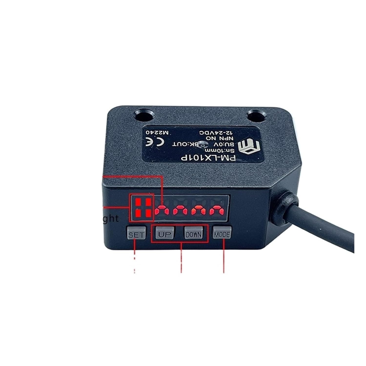 Color Sensor Photoelectric Switch RGB Mark Recognition Deviation Correction 12-24V DC NPN PNP Differentiation Positioning(PM-LX101)