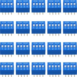 20PCS Slide Toggle Switch Dual Row 8 Pin 4 Position Pitch 2.54mm Blue Toggle Switch Straight Plug Flat Toggle Switch for Circuit Board Breadboard PCB