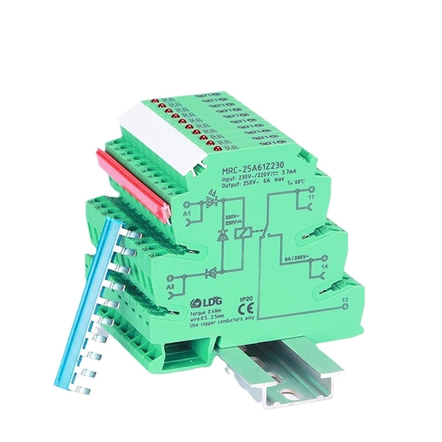 MRC-25A61Z230 10pcs Mini Smart Electromagnetic Contact Coil Interface Relay Board Module Din 230VAC/220VDC in 6A 250VAC/DC Ouput