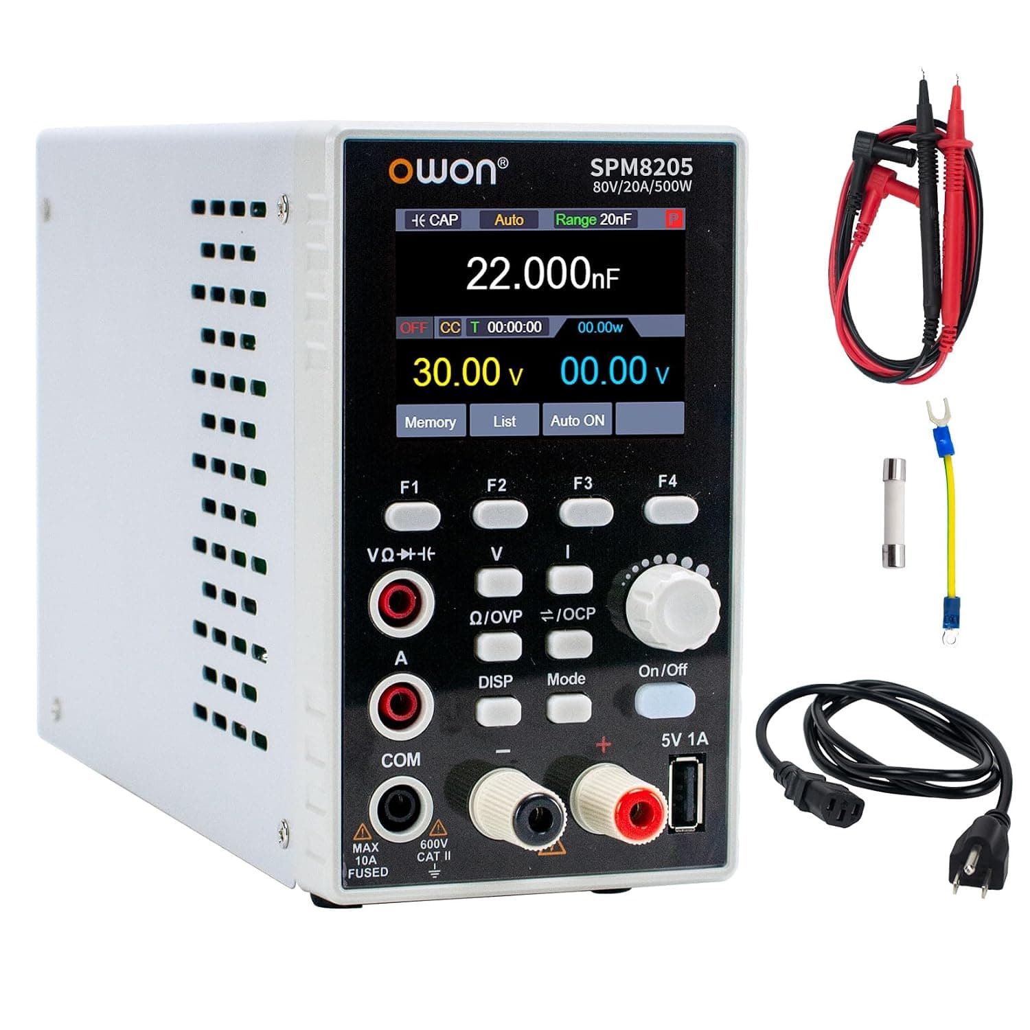 OWON SPM8205 2 in 1 Power Supply & Multimeter Bench Power Supply (0-80V,0-20A), DC Power Supply Variable, Bench Power Supply, with 2.8 inch High